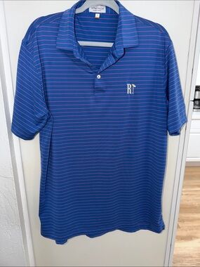 Peter Millar Blue Polo with Pink Stripe Detail Renegade Desert Mtn | L